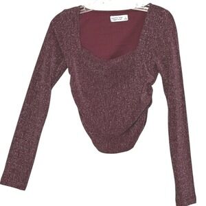 Vanilla Star Burgundy Sparkle Crop Top Long Glittery‎ Ballet Core Party JR Large